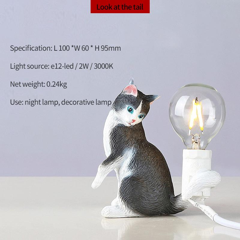 Lampă de pisică neagră, lampă decorativă cu animale, living creativ nordic, dormitor, magazin de haine, lampă de noapte mică pentru pisică