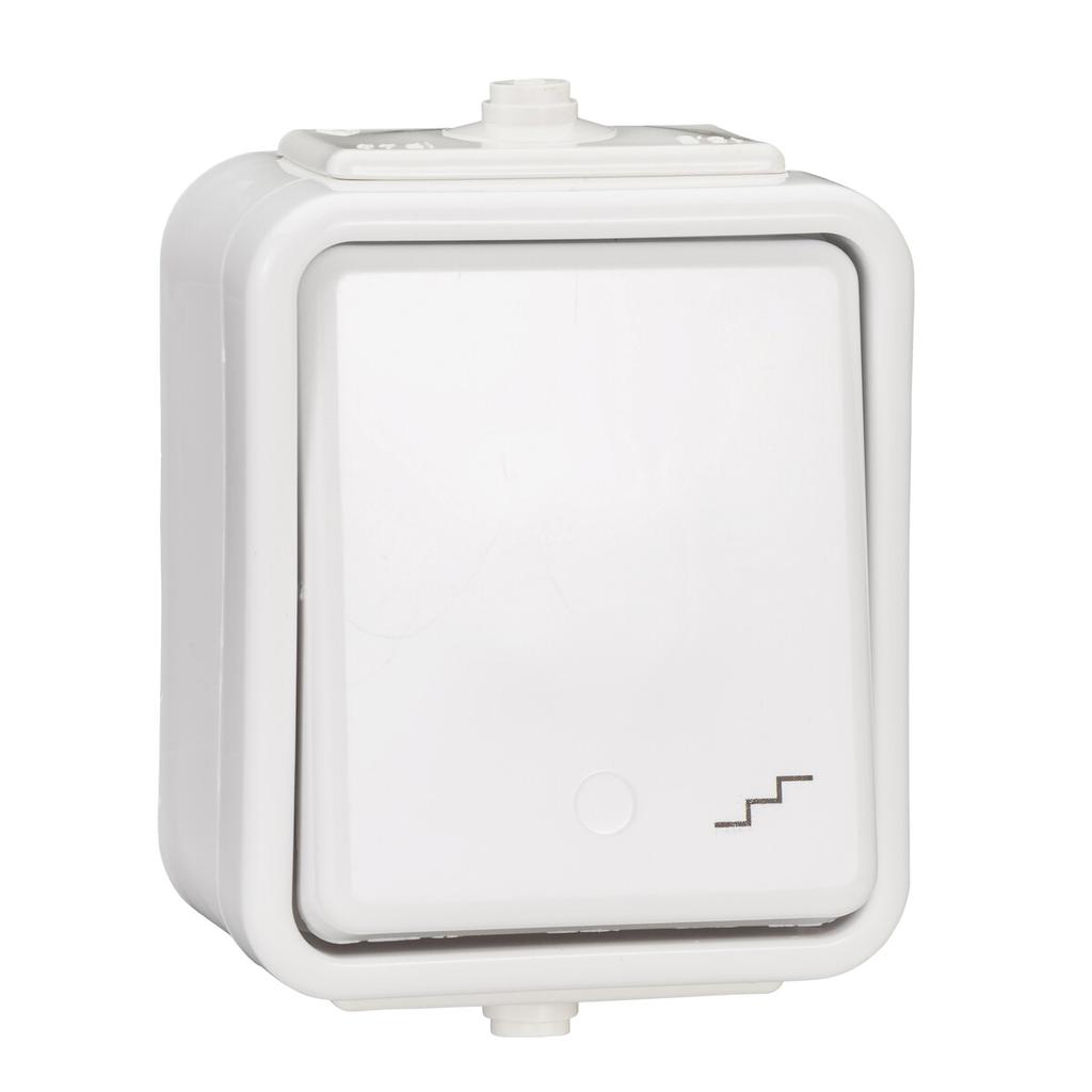 Surface-mounted stair switch, IP44, white Cedar
