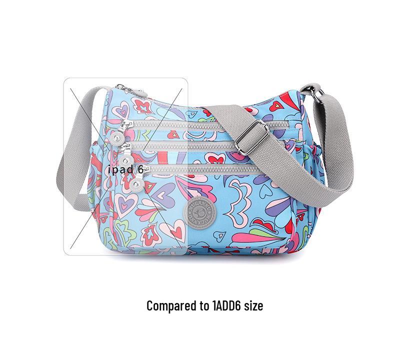 Printed Nylon Mom Bag - Oxford Cloth, Single Shoulder/Crossbody, Casual Lightweight Canvas Bag for Women