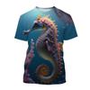 Meerestiere Seepferdchen T-Shirt Herren 3D-Druck Kurzarm Sommer Oberteile T-Shirts Outdoor Freizeit Große Größen T-Shirts Top Damenbekleidung