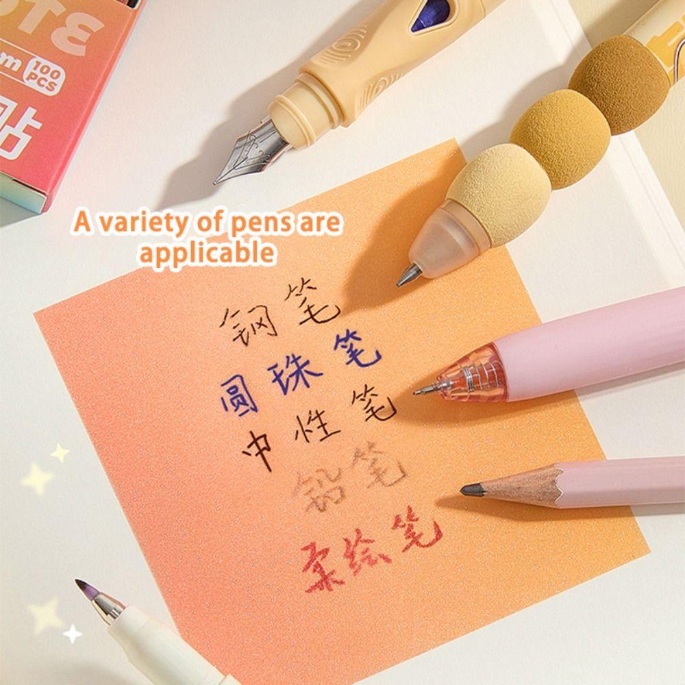 100sheets Pull-out Sticky Notes Pearlescent Self-adhesive Note Paper Frosted Transparent Sticky Memo Student Stationery