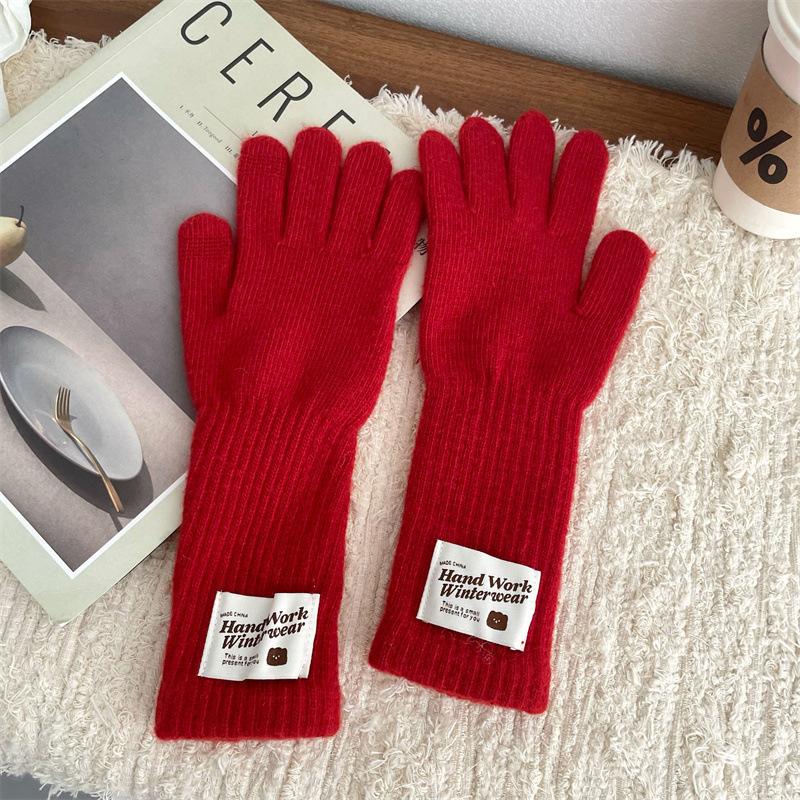 Gloves  Wool Knitted Touch Screen Cloth Thickened Winter Outdoor Warmth for Women Riding