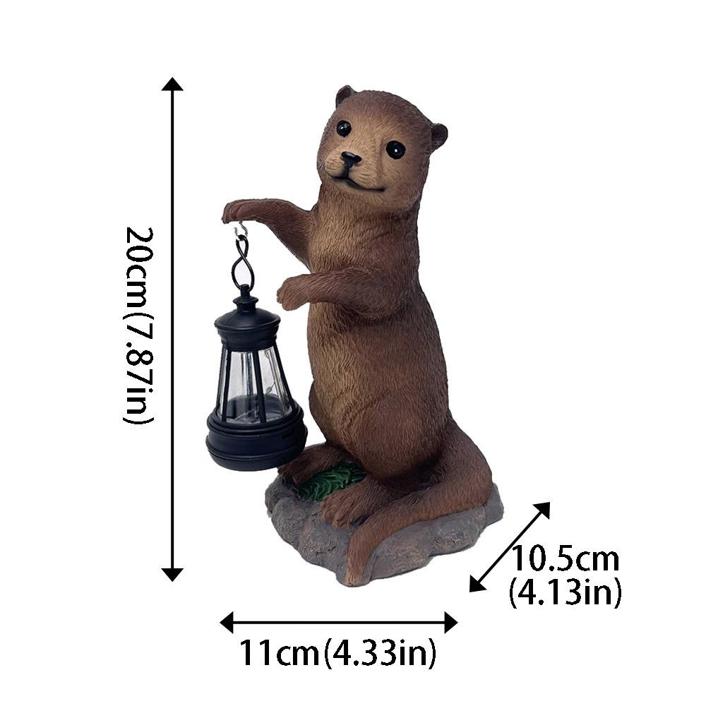 Waterproof Resin Solar Frog Lantern LED Light Solar Garden Statue LED Light Frog Figurine Lawn Otter