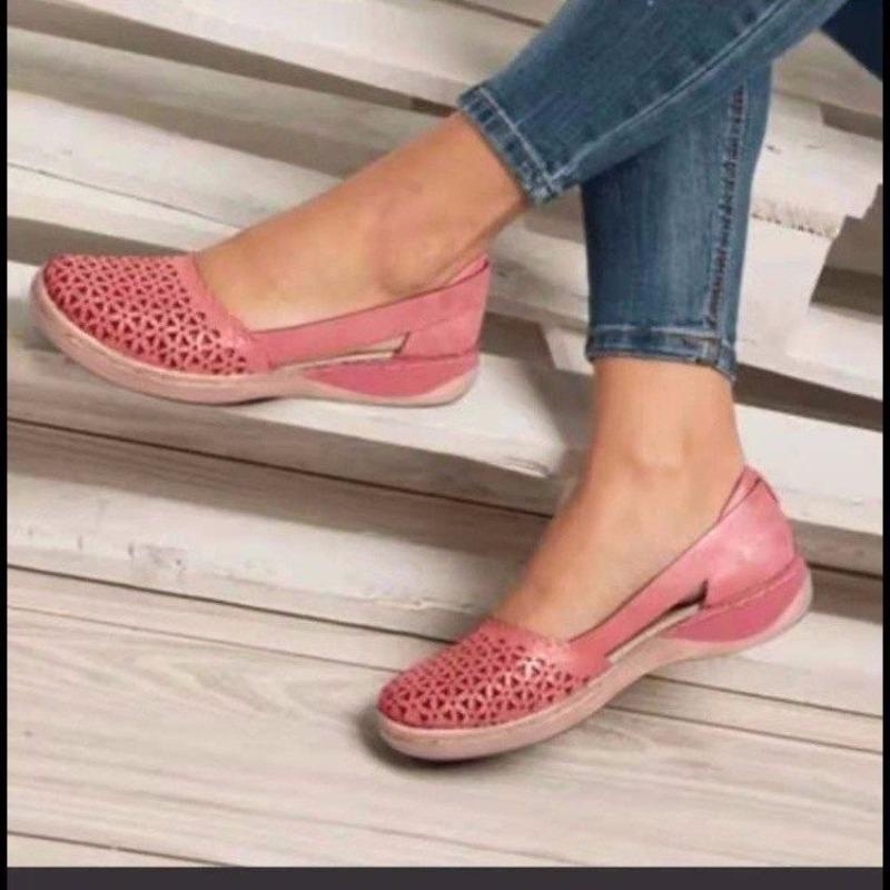 Summer casual sandals women's shoes wedge heel hollow solid color single shoes fashion versatile sandals