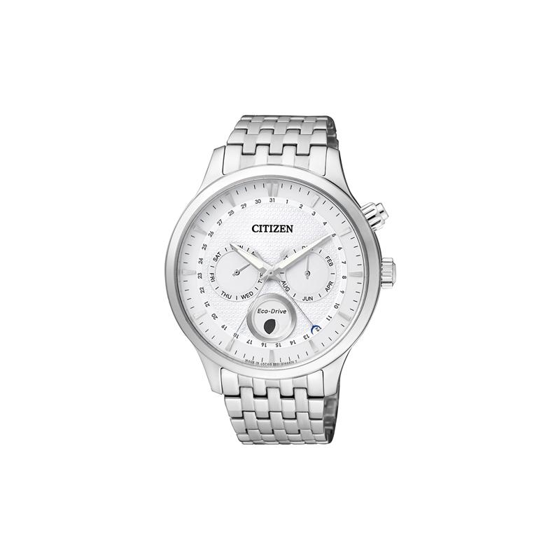 

CITIZEN Eco-Drive Series Leisure Eco-Drive Moon Phase Solar Quartz Steel Strap Men s Watch Silver Dial AP1050-56A синій