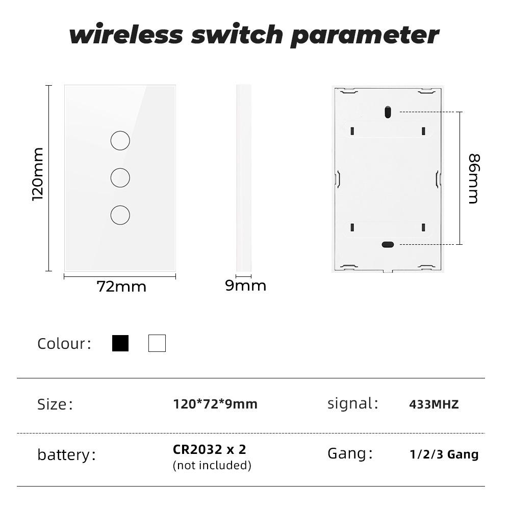 Comutator cu telecomandă tactilă RF433 standard US de tip 120 cu autocolante gratuite