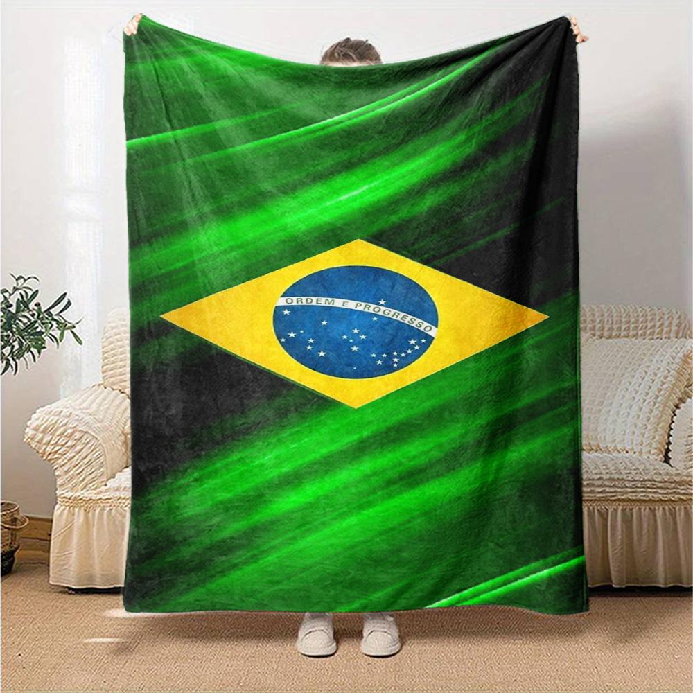 Bandeira Brasileira Print Flannel Blanket High Quality Warm Comfortable Cover for All Seasons Perfect for Gifts Home Decor