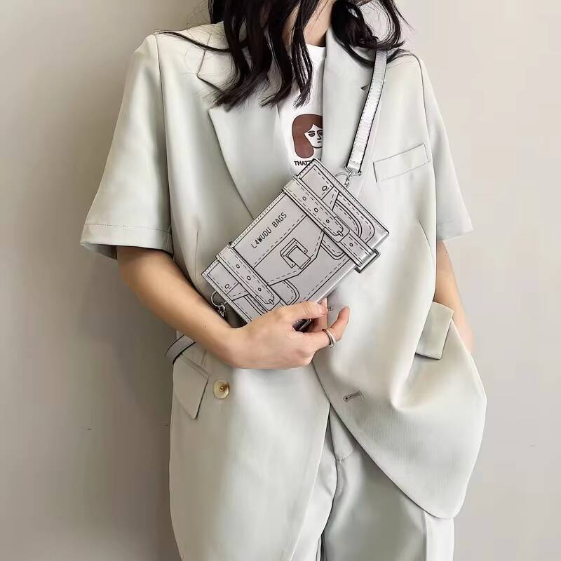 New Box Style Small Square Crossbody Bag Women Casual Purses Mini Fashion Clutch Bag 2D Cartoon Shoulder Bags Unique Trend Packs