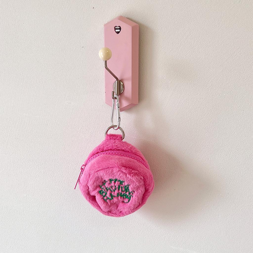 Cute Plush Cosmetic Bag Portable Letter Embroidered Coin Purse Hanging Bag Perfect Lipstick Envelope ID Bag For Traveling