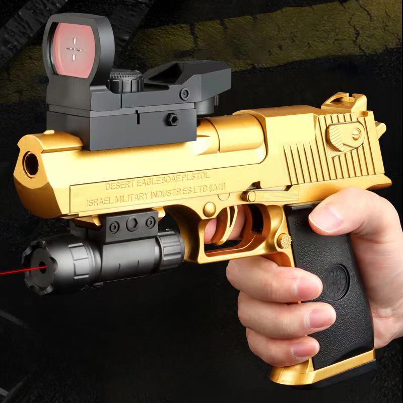 Desert Eagle Mechanical Continuous Fire Toy Gun Shell Ejection Airsoft Pistol Outdoor Soft Bullet Weapon for Children Gift