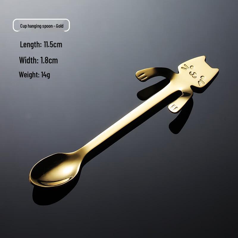 

Qianxing Gold 304 Stainless Steel Cat Hanging Coffee Spoons, 10-Pack
