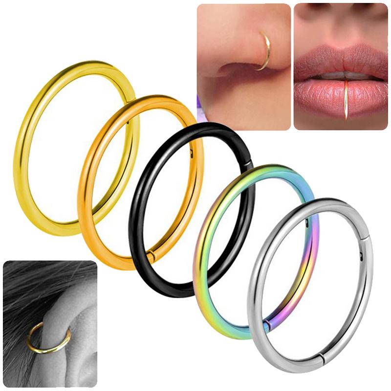 10Pcs Titanium Nose Rings Septum Piercing Clicker Nose Hoops Piercings Hinged Segment Rings Helix Piercing Unisex Body Jewelry