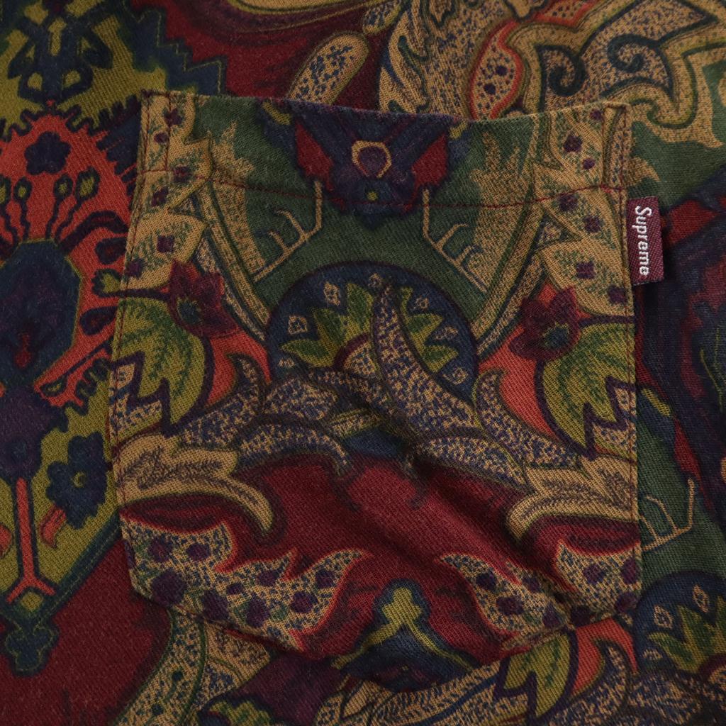 Supreme 15AW Paisley Pattern Long sleeve Open collar shirt M Burgundy Men's Used
