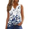 Women's Flowers And Plants Casual Loose Pleated Shirt V Collar Button-down T-shirt Shirt Sleeveless Vest Top