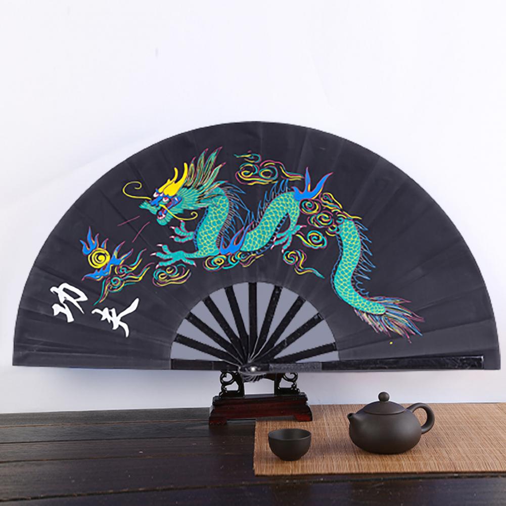 Folding Fan Elegant Chinese Dragon Tai Chi Fan Kung Fu Fan Metal Rivet Handheld Fans High Quality Performance Fans abanico