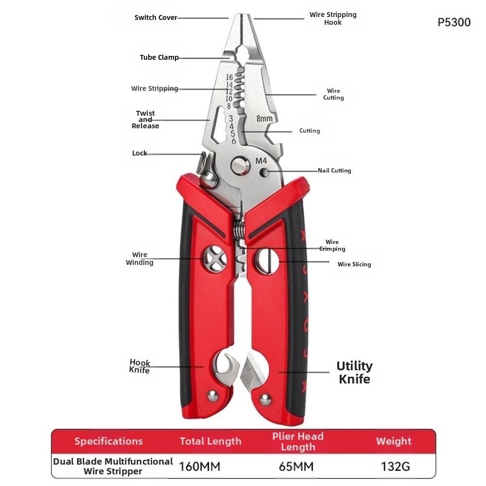 18-in-1 Function Electrician Pliers Zinc Zinc Alloy Steel Cable Cutters Wire Stripping Tool  Wire Winding