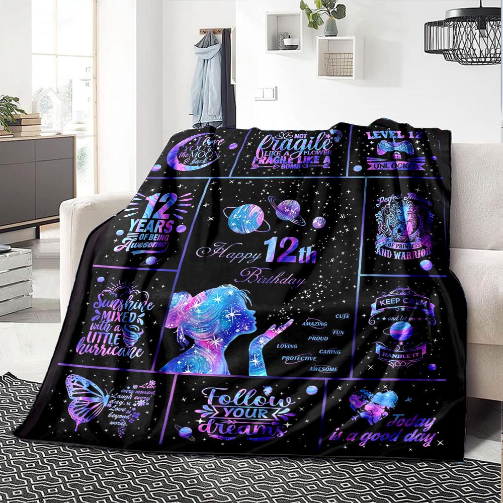 12Th Birthday Celebration Gift Blanket Warmthful Decor Throw Sofa Couch Office Occasions Versatile Accessory Birthday Christmas Gift Blanket Y6