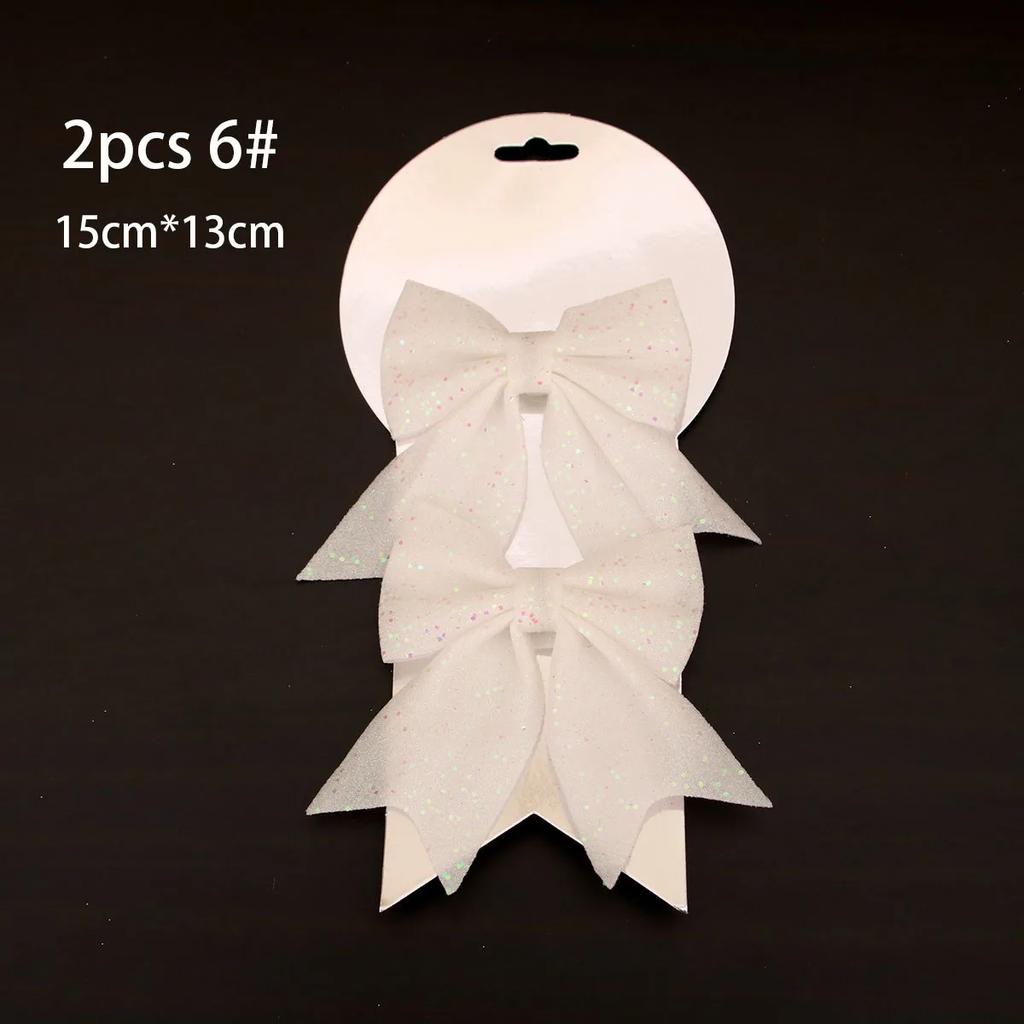 1/2Pcs Christmas Bows Hanging Decorations For Christmas Tree Diy Gold Silver Red Bowknot Pendant For Xmas Wreath New Year