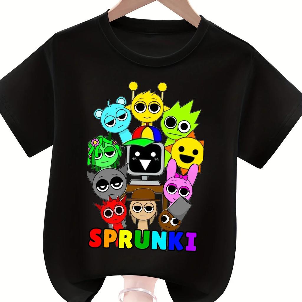 Sprunki Kids Tshirt Fashion Cartoon Figure Boys Girls Clothes Summer Round Neck Short Sleeve Tshirt Sprunki Childrens Clothing