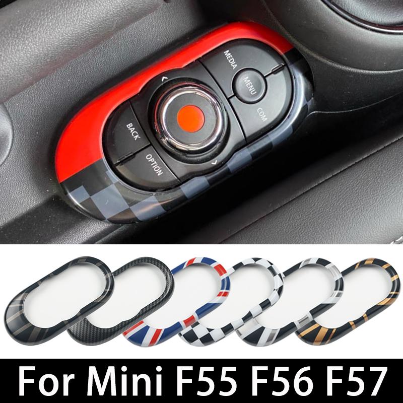 Car Center Console Multimedia Button Gear Panel Housing Cover Sticker For MINI One Cooper F55 F56 F57 Auto Car Accessories