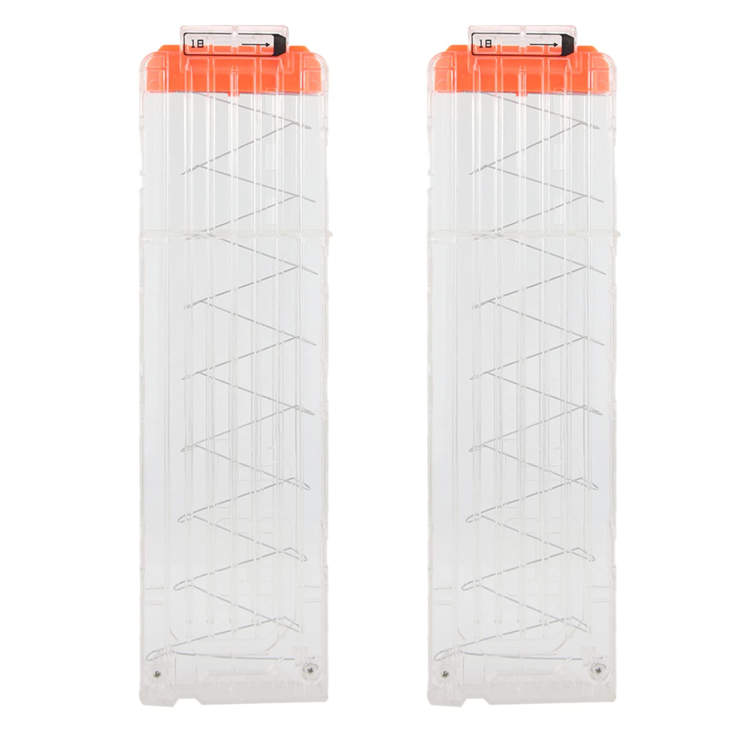 TORMEN Быстрозарядные Клипы, Клипы-Магазины на 18 Дротиков для Игрушечных Пистолетов Nerf Elite, Прозрачные, Набор из 2 Штук