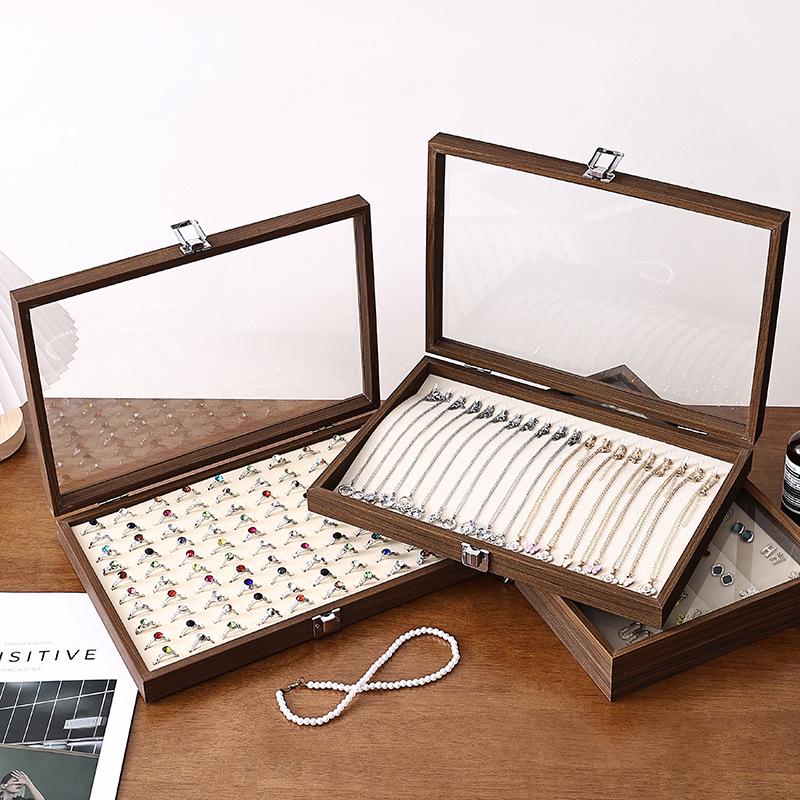 Walnut Wood Large Jewelry Box - Anti-Oxidation Storage for Rings, Earrings, Necklaces, and Bracelets