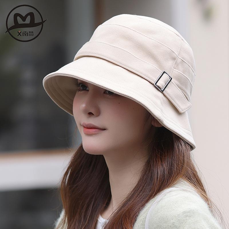 Plain Color Women's New Hat Autumn and Winter Simple Foreign Style Bucket Hat Sunshade Shows the Trend of Washbasin Hat