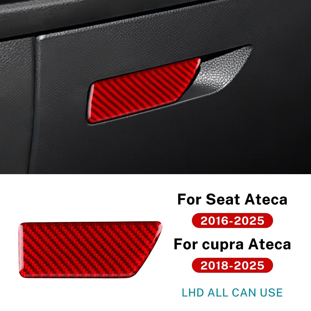 Real Soft Carbon Fiber Sticker For SEAT Ateca 5F 2016-2025 For Cupra Ateca 5F 2018-2025 LHD RHD Car Passenger Storage Box Trim