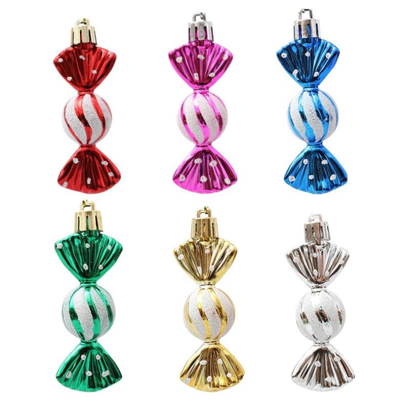 6Pcs/box Christmas Candy Pendant Xmas Tree Hanging Ornaments Christmas Decorations For Home 2025 Navidad Noel New Year Kids Gift
