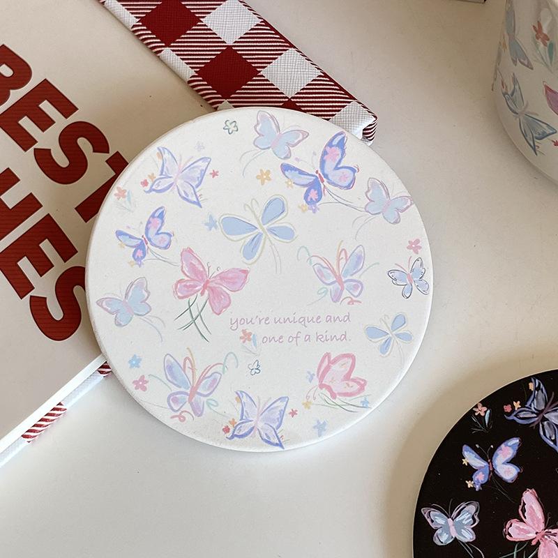 Homemade Atmosphere, Niche Childlike Fun, Spring And Summer Painted Lines, Butterfly Ceramic Cup, Coffee Cup, Water Cup 340M