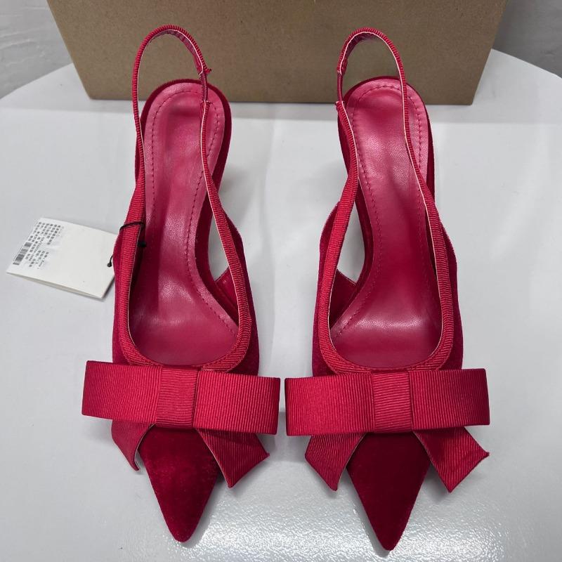 Fashion Butterfly-knot Pointed Toe Brand Ladies Mules Pumps Fashion Elegant Slingback Dress Shoes High Heels Party Bridal Women Footwear