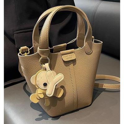 High-end Bag Women's Spring New Fashion Work Hand Bag Solid Color Texture Versatile Messenger Bucket Bag