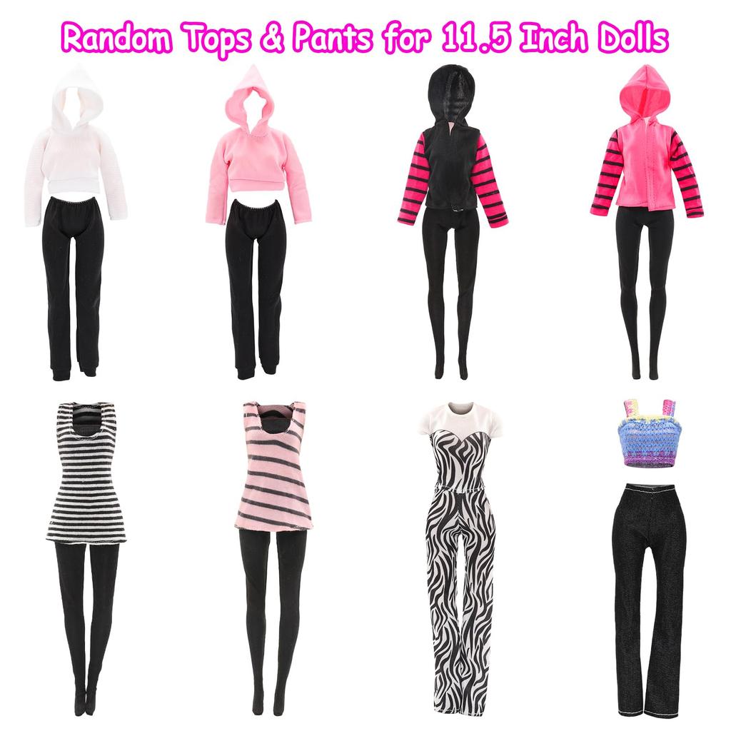 Barwawa 30cm Doll Clothes, Doll Dresses, 17-Piece Set 2 Outfit Sets + 3 Dress Sets + 10 Pairs of Shoes + 2 Glasses, Suitable for 16 Scale Dolls
