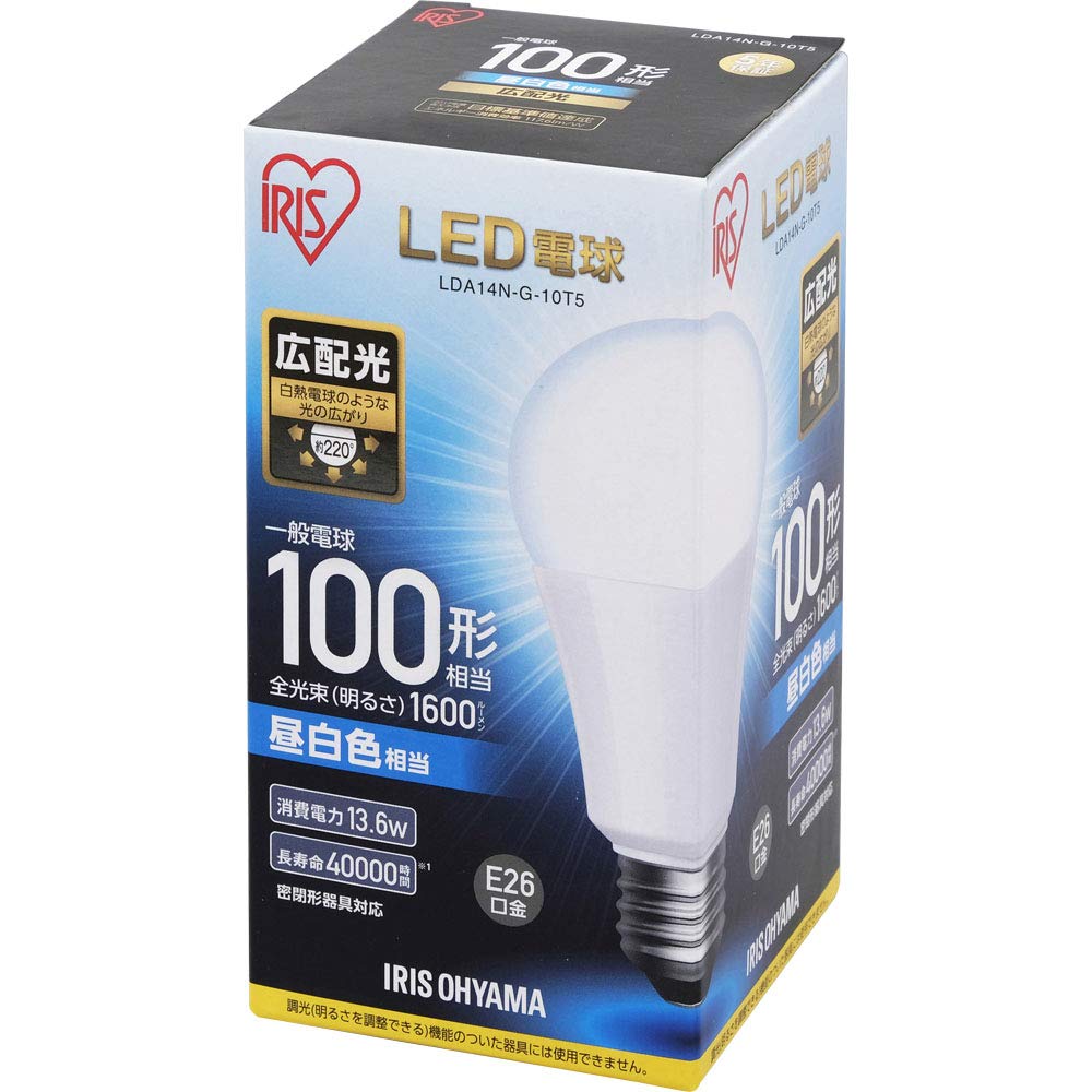 

[Energy Saving] IRIS LED Bulb, E26, Wide Beam, 100W Equivalent, Daylight White, LDA14NG10T5