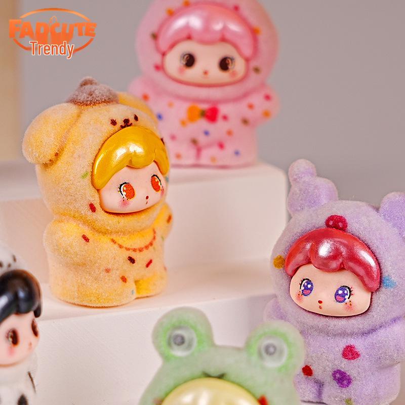 New 3D Flocking DIY Blind Box with Cute Resin Doll Ornaments