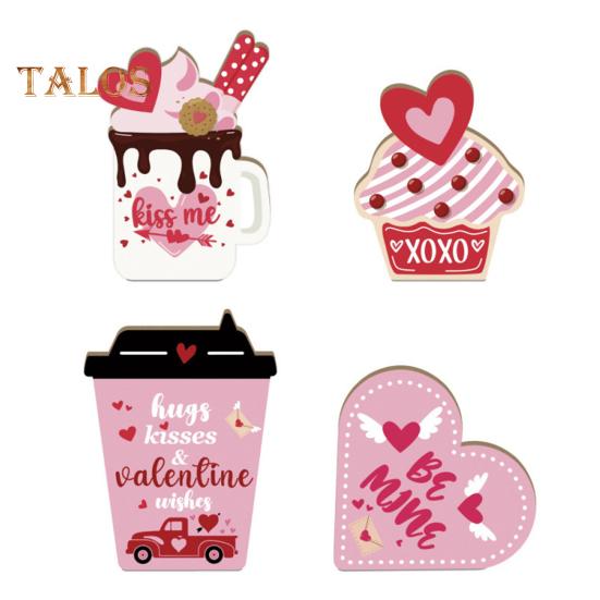 

4 шт. Украшения в виде сердец ко Дню святого Валентина, деревянные чашки для мороженого в форме сердца, центральные украшения для журнального столика, многоярусные подносы, украшения для годовщин, свадеб 4pcs