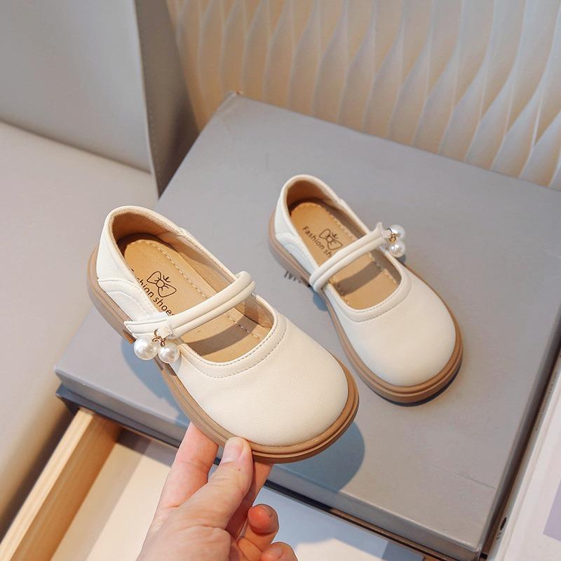 Little Girls Princess Pearl Pendant Mary Jane Breathable Casual Single Leather Shoes