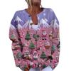Women's Fashion Christmas Printed Long Sleeve Knitted Cardigan Button Down Jacket