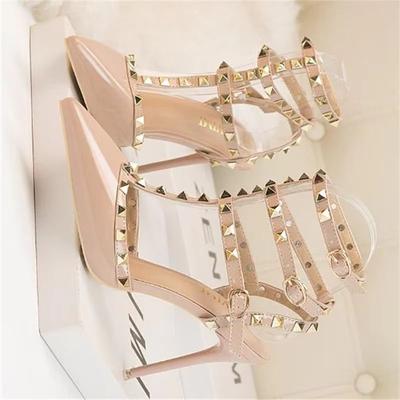 Fashion Rivet High Heels Luxury Designer Women Shoes Ladies Pumps Sexy Spring Summer 2025 Fashion Sandals Office Dress White Black Shoes