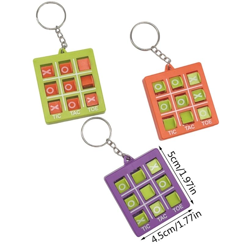 Pack of 16 Plastic Keyring Pendant Tic Tacs Toe Charm Keychain Colorful Key Chain Party Favors for Kids Backpacks