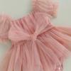 Baby Girl Summer Outfits, Short Sleeve Bow Front Romper Tulle Dress with Headband Set 2Pcs Clothes