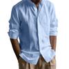 Men Solid Linen Stand Collar Casual Loose Long Sleeve Breathable Shirt