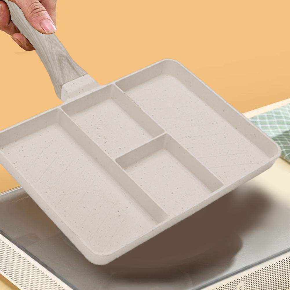 Four-Cup Eggs Frying Pan with Heat-Resistant Handle Alloy Breakfast Mcmuffin Egg Making Pan for Gas Stove and Induction Cooker