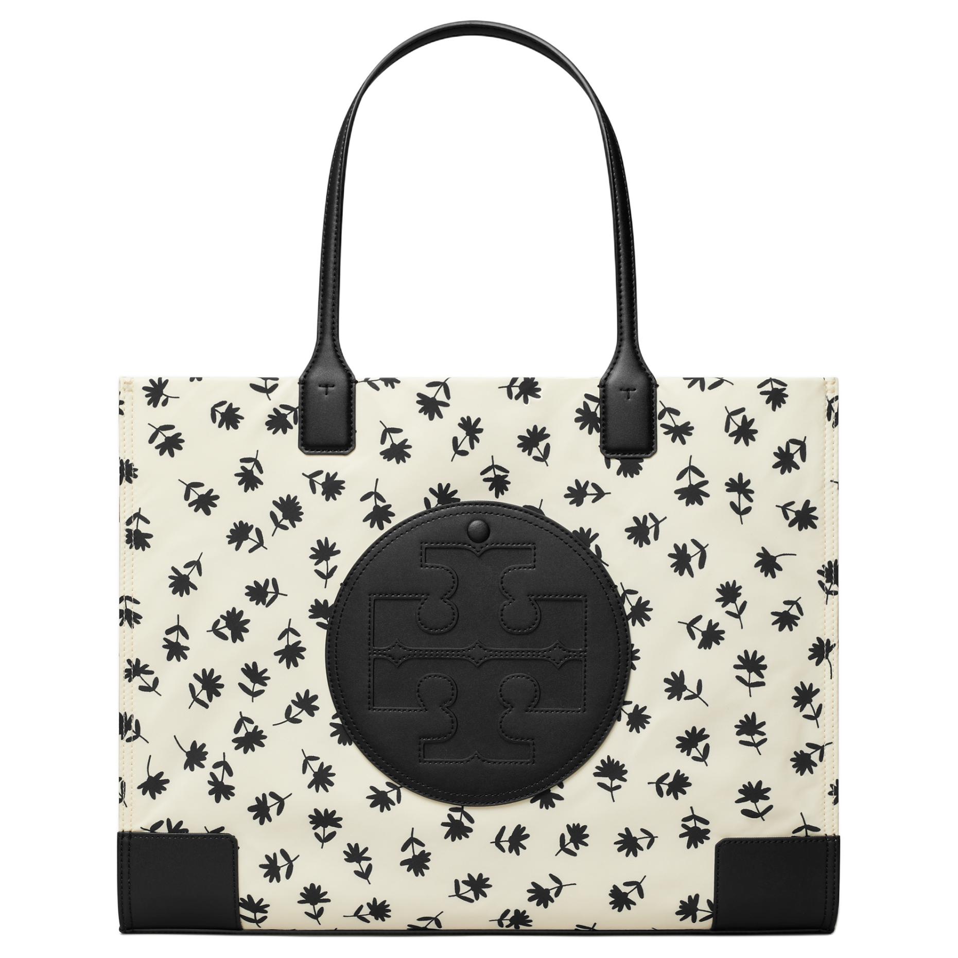 

Tory Burch Ella Bridge Buckle With Invisible Magnetic Snap Recycled Polyester Tote Bag Women tote Black White 160932-250 Basic Set (Bag+Dust Bag)