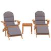 Juego de Salón de Jardín de 3 Piezas Estilo Adirondack Madera de Acacia Maciza