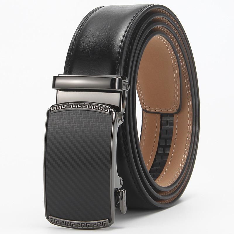 

Пленочный ремень с автоматической пряжкой, мужской ремень из натуральной кожи для бизнеса и повседневной носки 110-130cm