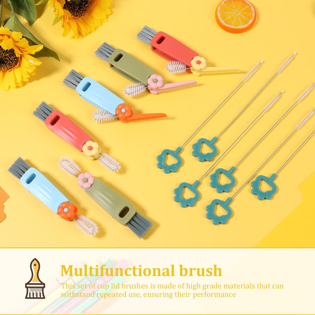 3 in 1 Cup Lid Cleaning Brush Crevice Cleaner Brush Set for Water Bottle Multifunctional Portable Straw Cleaner for Cup Lid Gap