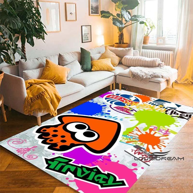 Cartoon Anti-Slip Mat for Kids, PC Gamer, 3D Gaming, Splatoon Rug, Home Carpet, Living Room, Bedroom, Sofa, Doormat, Area Decor1