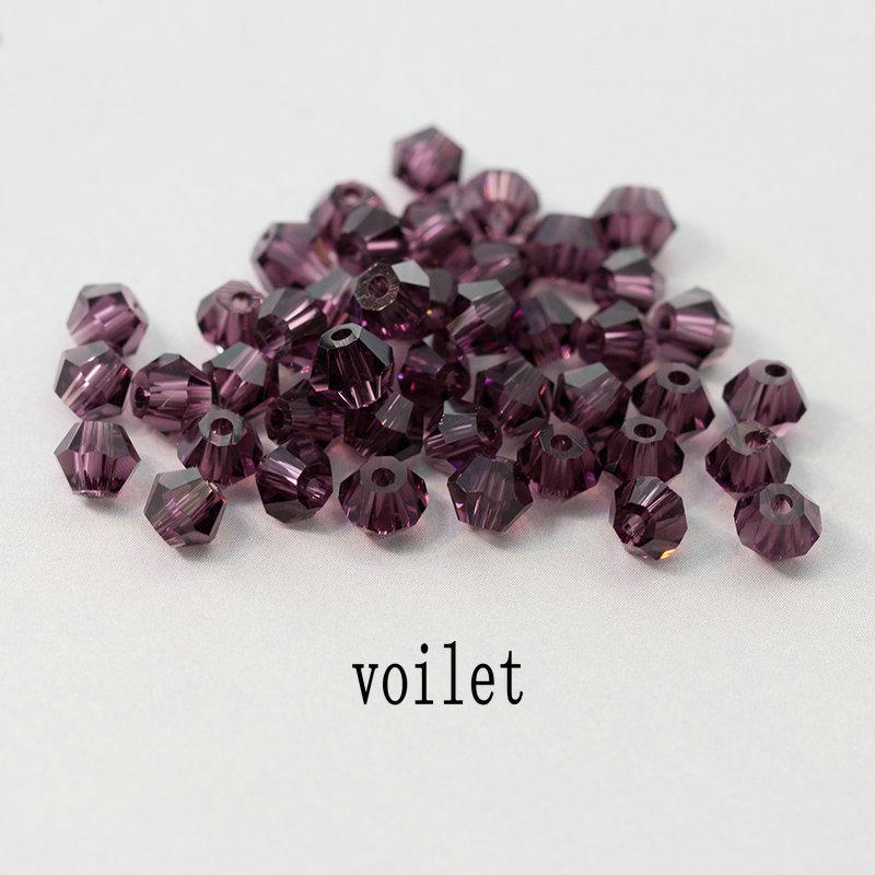 4mm 100pcs Shiny Crystal Beads Bicone Beads Glass Beads Loose Spacer Beads for Bracelet DIY Jewelry Making 200pcs