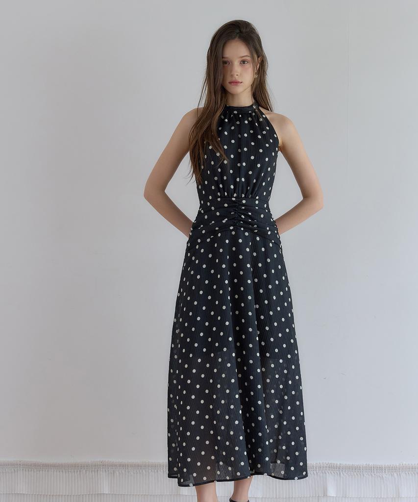 JULIY&CALLA 26Hs Love By You Marina Dot Halter Dress Black Resort Look Vacation Look